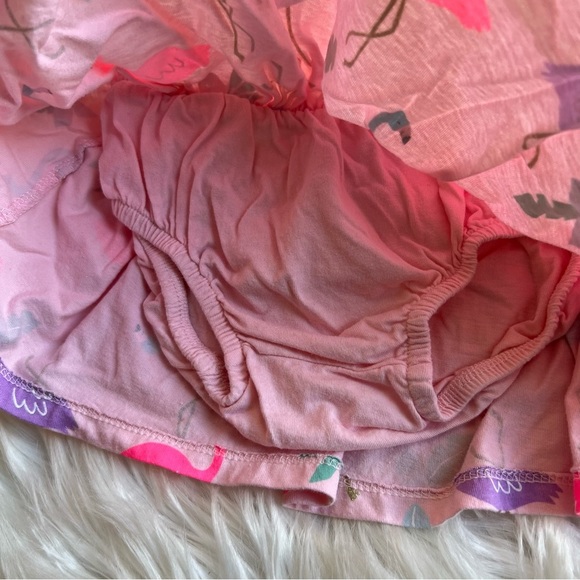 Carter’s Pink Blue and Gold Flamingo Print Flounce Skater Skirt - Picture 3 of 3